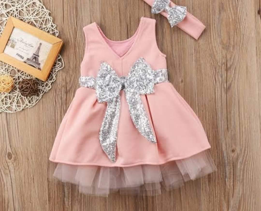Baby Cream Net Frock with Bow